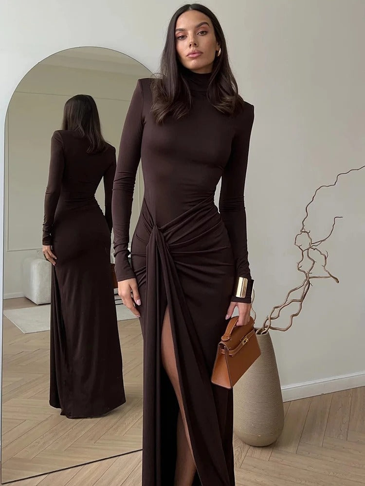 Women’s Maxi Dress with Long Sleeves and High Neck