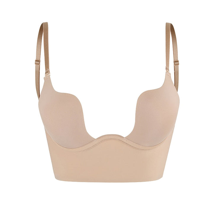 Women’s Seamless Low-Back Plunge Bra with Convertible Straps