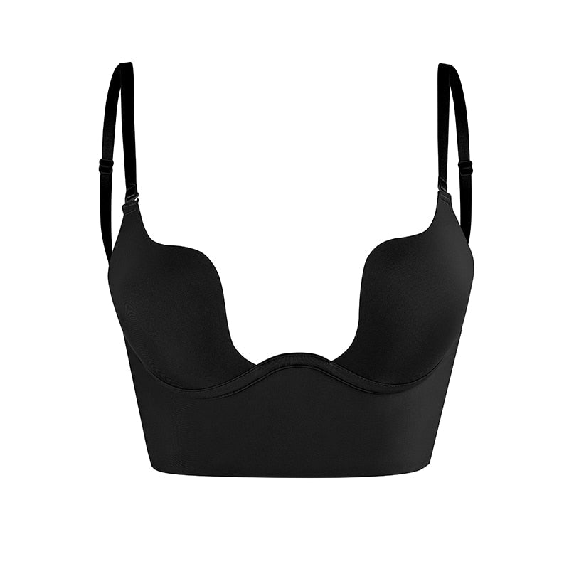 Women’s Seamless Low-Back Plunge Bra with Convertible Straps