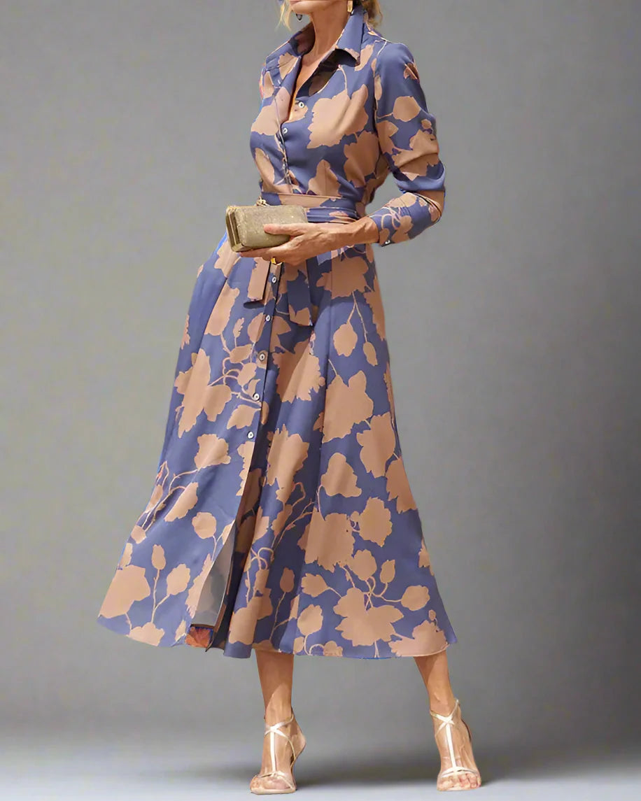 Women’s Floral A-Line Midi Shirt Dress