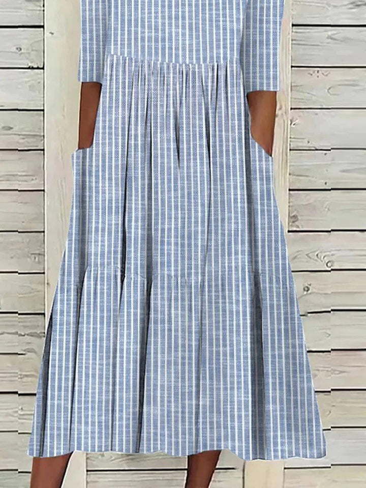 Women’s Striped Crew-Neck Dress | Midi