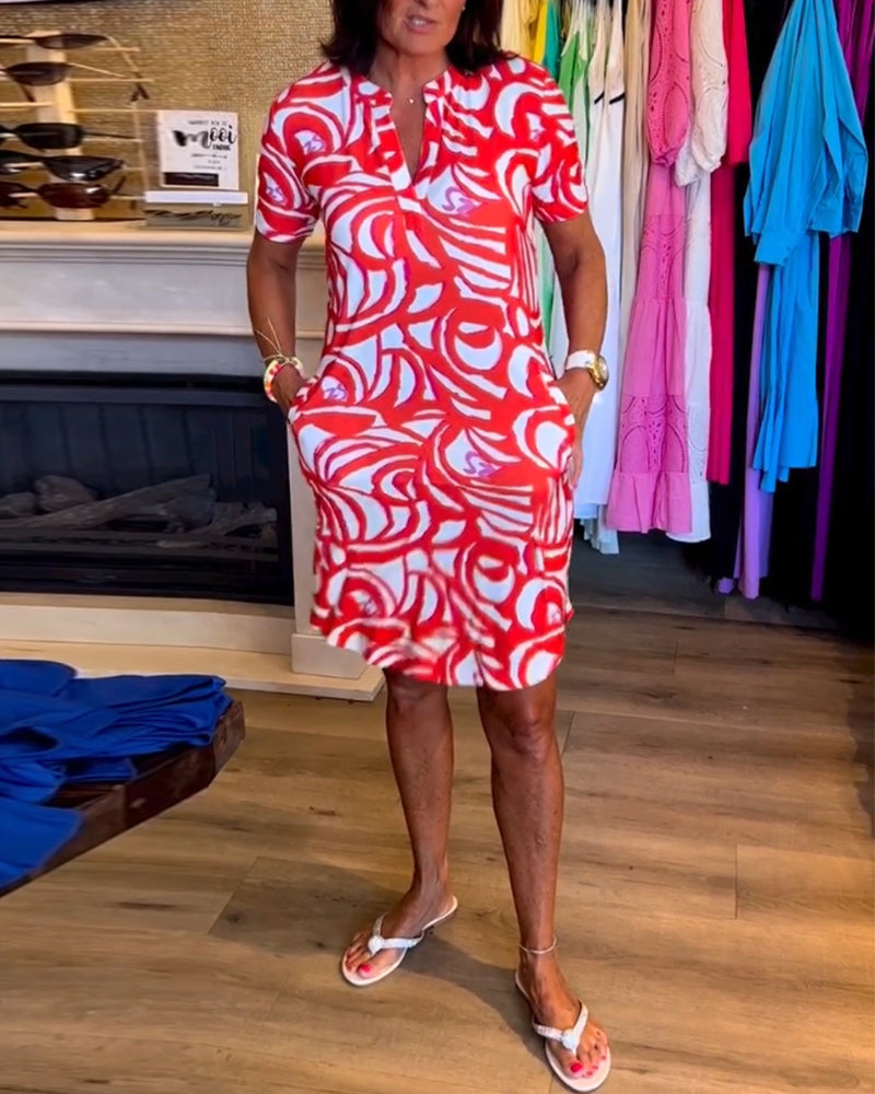 Women’s Short Sleeve Printed Mini Dress