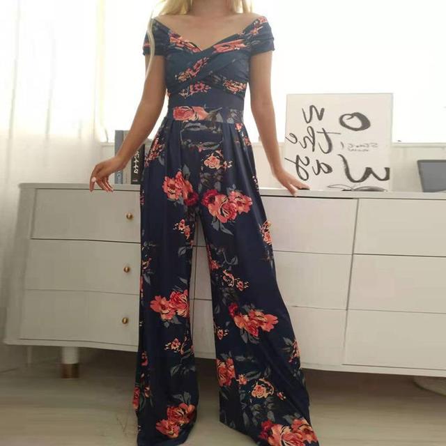 Women’s Off-Shoulder Wide-Leg Jumpsuit Floral