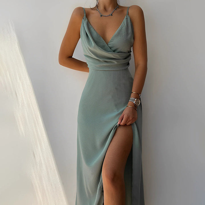 Women’s Evening Dress with V-Neck Wrap Front