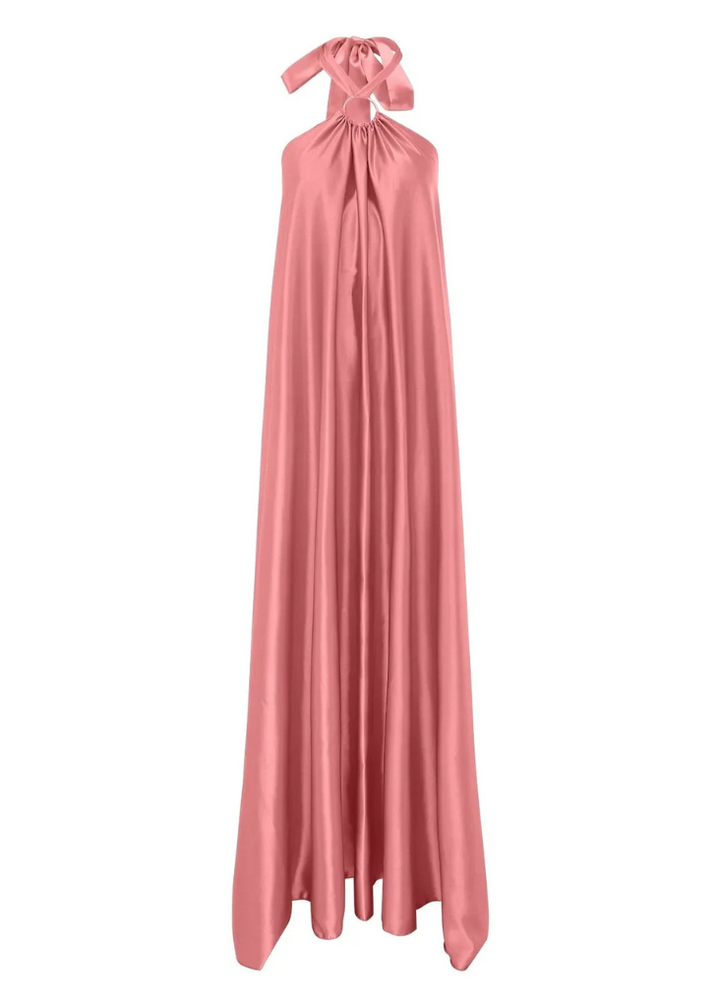 Women’s Satin Maxi Dress with Halter Neck