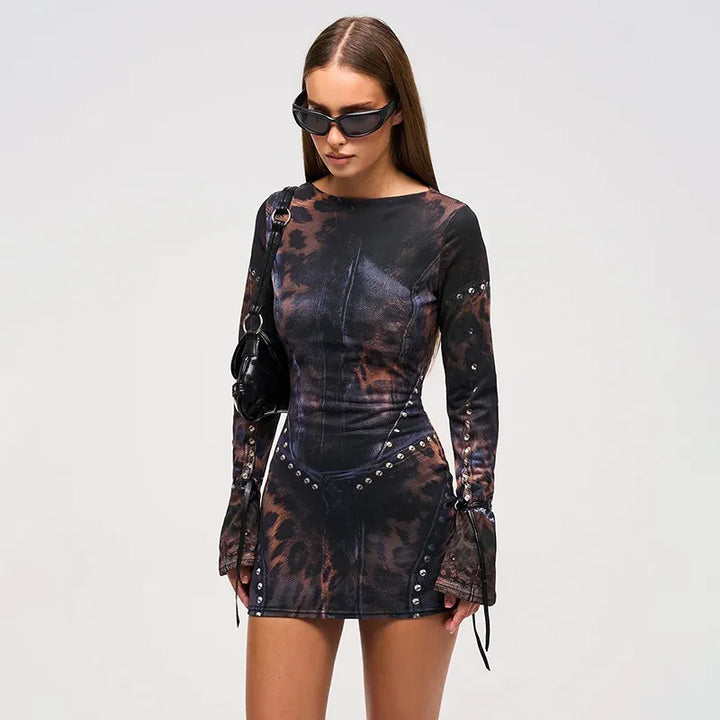 Women’s Party Mini Dress with Long Fluted Sleeves