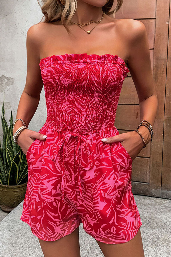 Women’s Smocked Bandeau Romper with Pockets