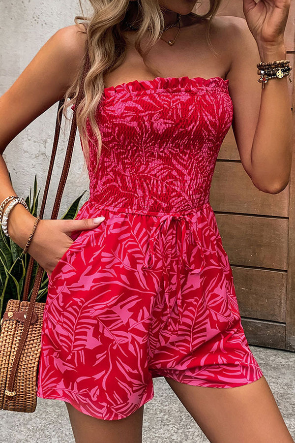 Women’s Smocked Bandeau Romper with Pockets