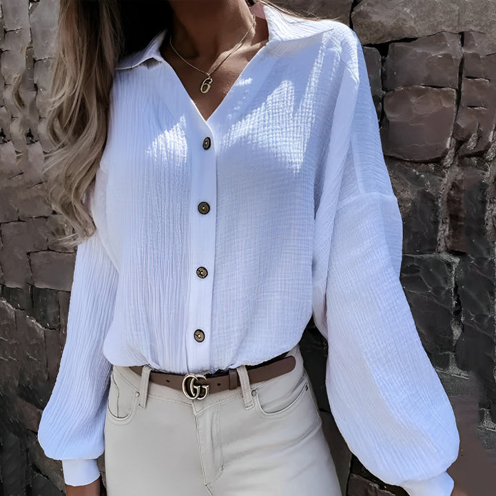 Women’s Long-Sleeve Button-Front Blouse