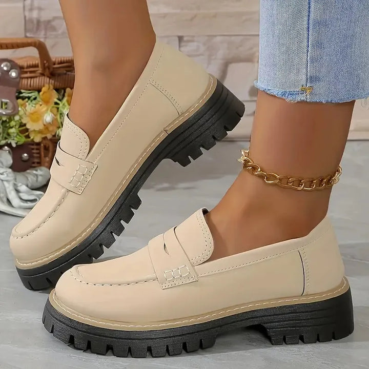 Women’s Chunky Slip On Loafers with Penny Strap