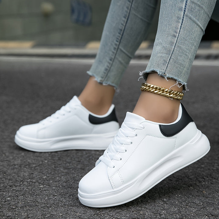 Women’s White Lace-Up Sneakers