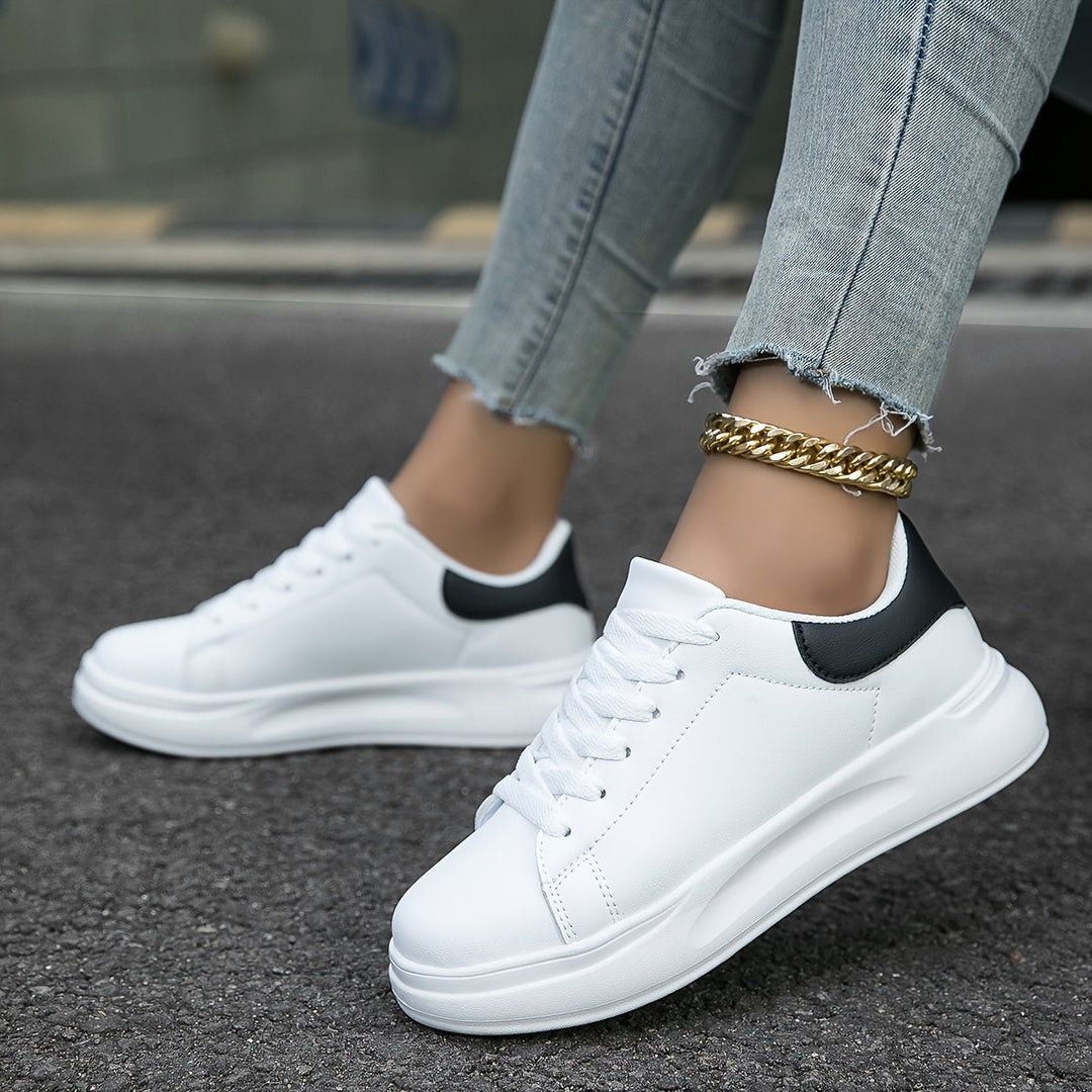 Women’s White Lace-Up Sneakers