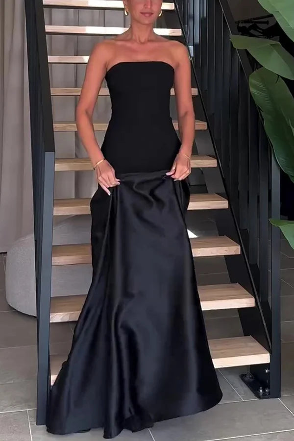 Women’s  Two-Tone Strapless Flare Maxi Gown