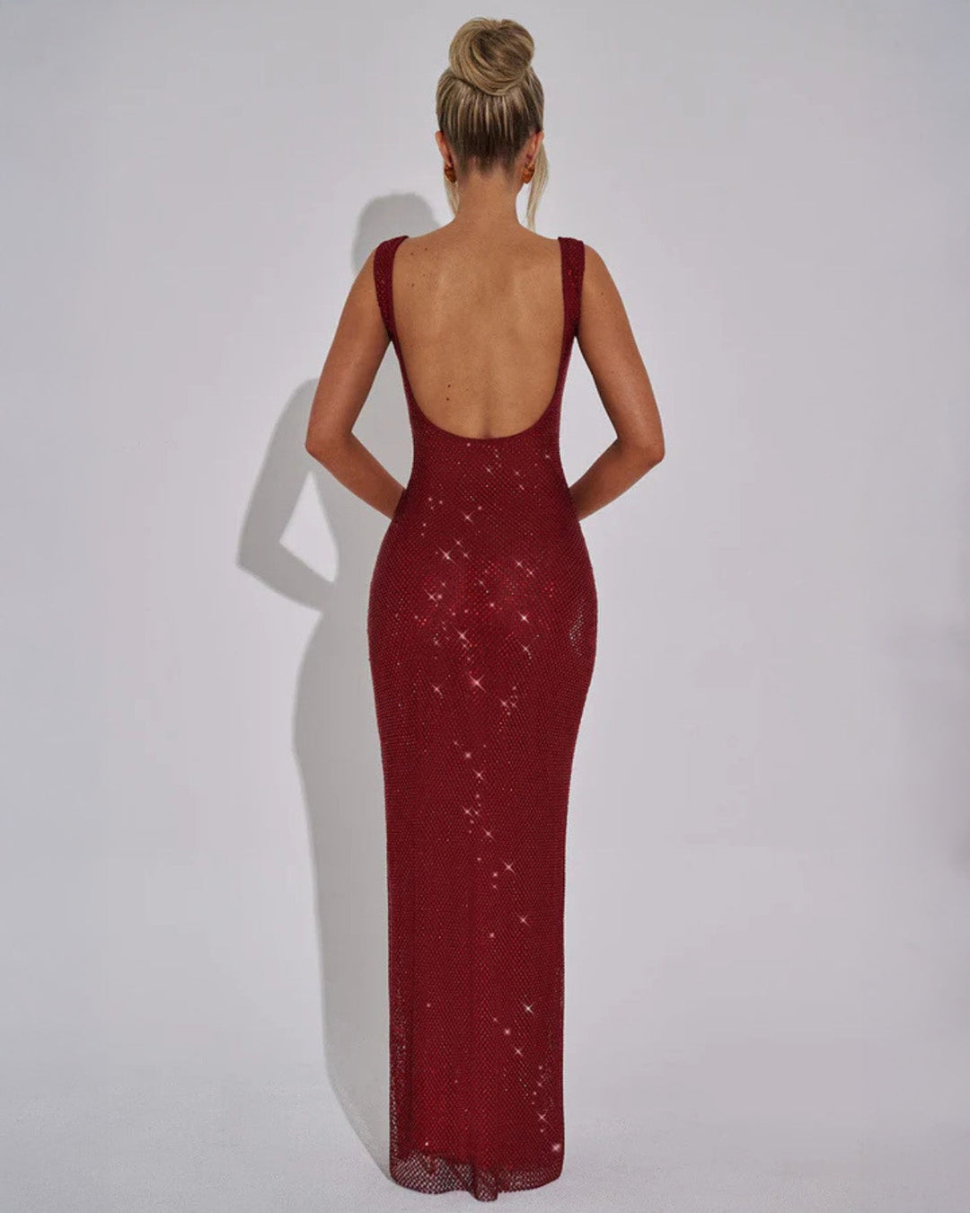 Women’s Square-Neck Embellished Maxi Dress