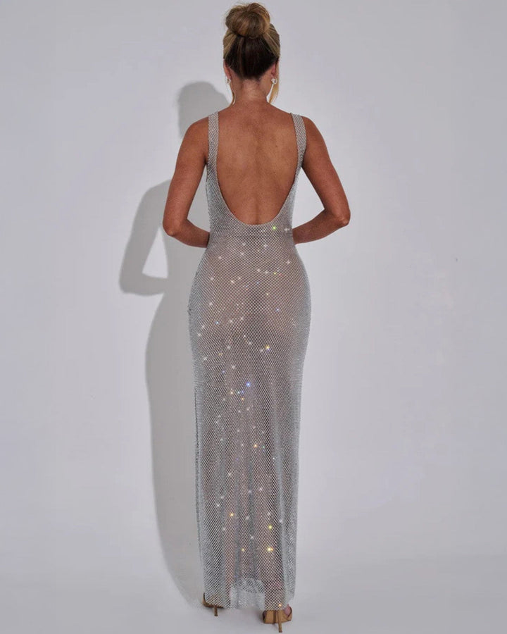 Women’s Square-Neck Embellished Maxi Dress