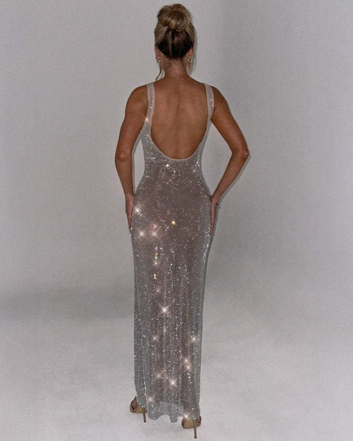 Women’s Square-Neck Embellished Maxi Dress