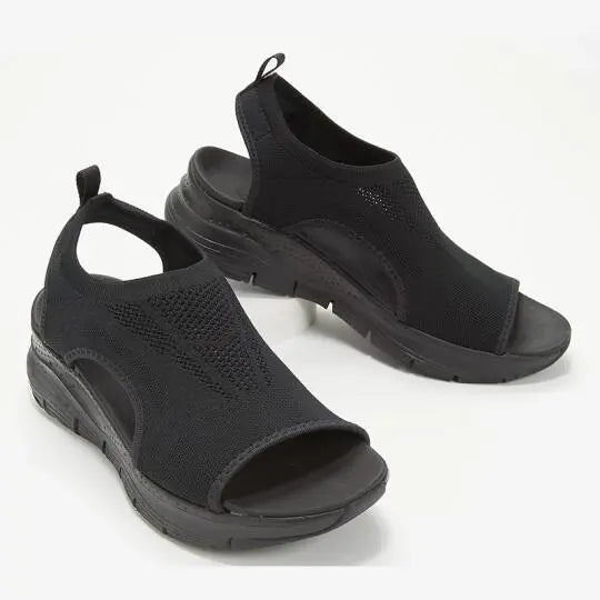 Women’s Open Toe Slip On Platform Sandals with Wide Strap