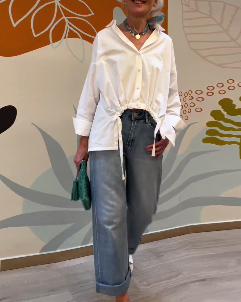 Women’s Drawstring Blouse | Long Sleeve