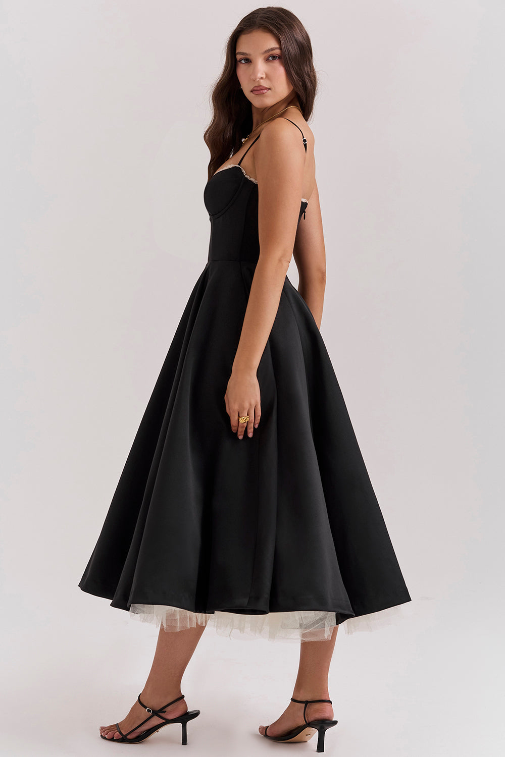 Women’s Sweetheart Corset Midi Dress with Pockets