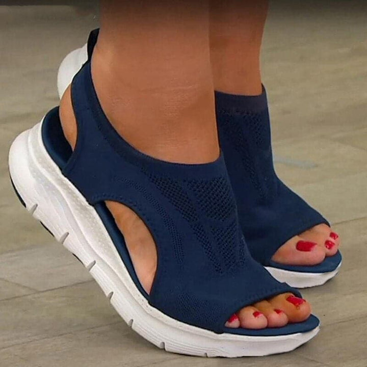 Women’s Open Toe Slip On Platform Sandals with Wide Strap