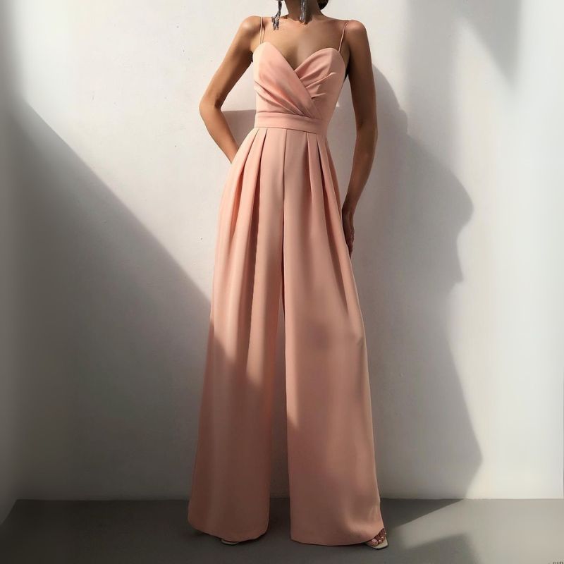 Women’s Wide Leg Jumpsuit with Sweetheart Neck