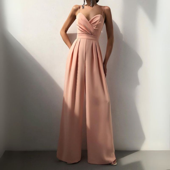 Women’s Wide Leg Jumpsuit with Sweetheart Neck
