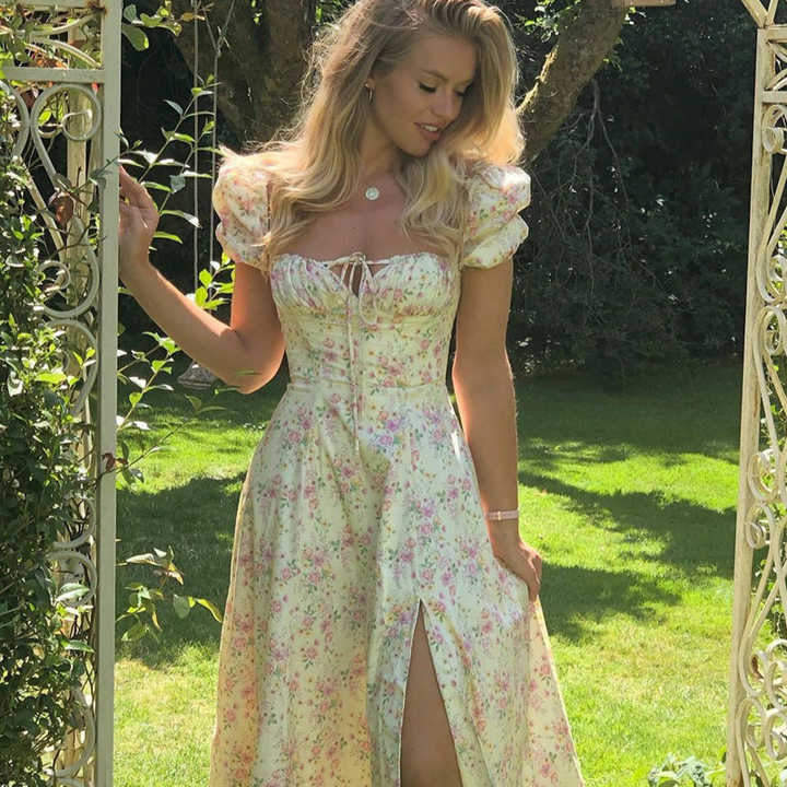 Women’s Summer Maxi Dress with Puff Sleeves