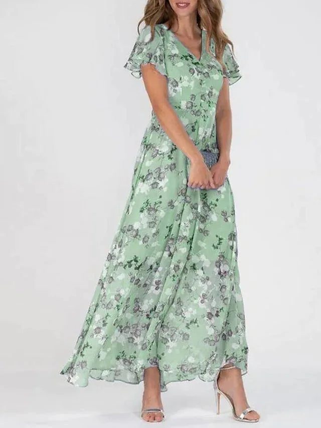 Women’s V-Neck Waist-Seam Dress | Maxi