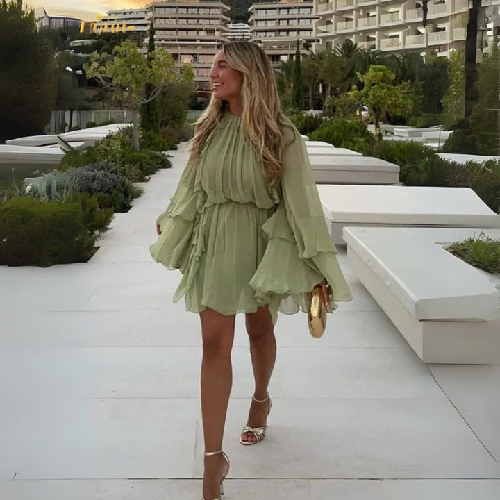 Women’s Mini Dress with Ruffle Long Sleeve