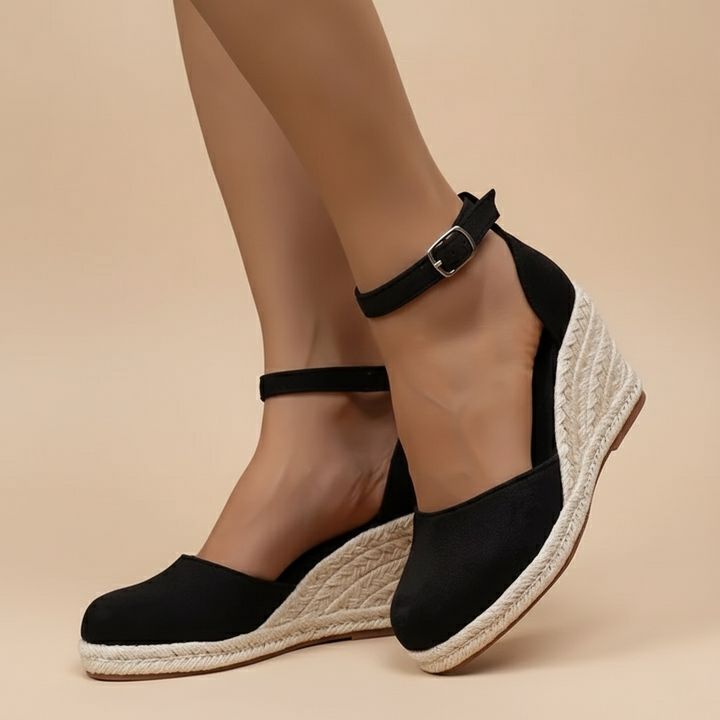 Women’s Closed Toe Espadrille Wedges with Ankle Strap