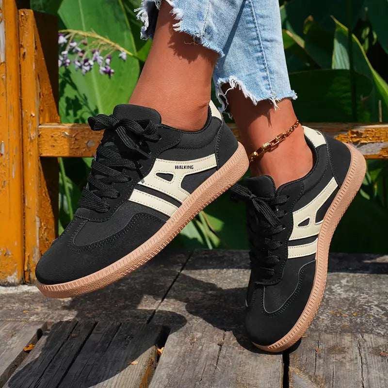 Women’s Low-Top Lace-Up Sneakers with Grip Sole