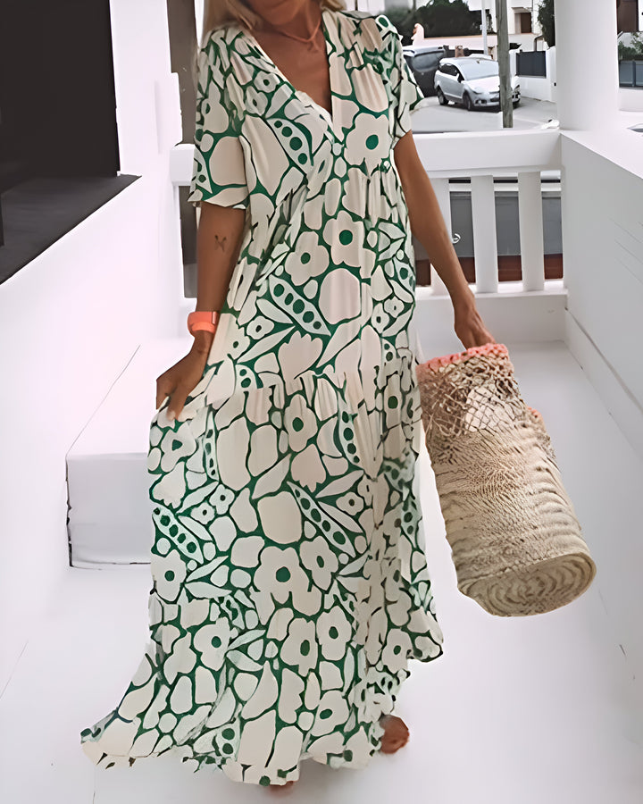 Women’s V-Neck Short-Sleeve Maxi Dress