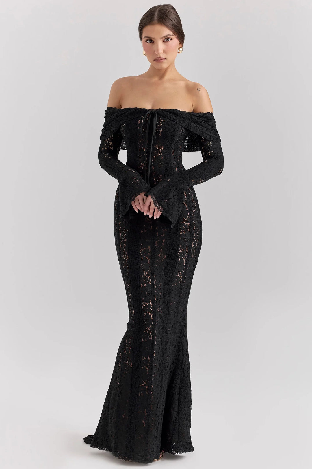 Women’s Off-Shoulder Lace Evening Maxi Dress
