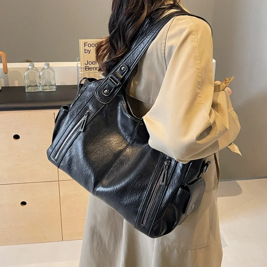 Women’s Large Shoulder Bag with Zipper Pockets
