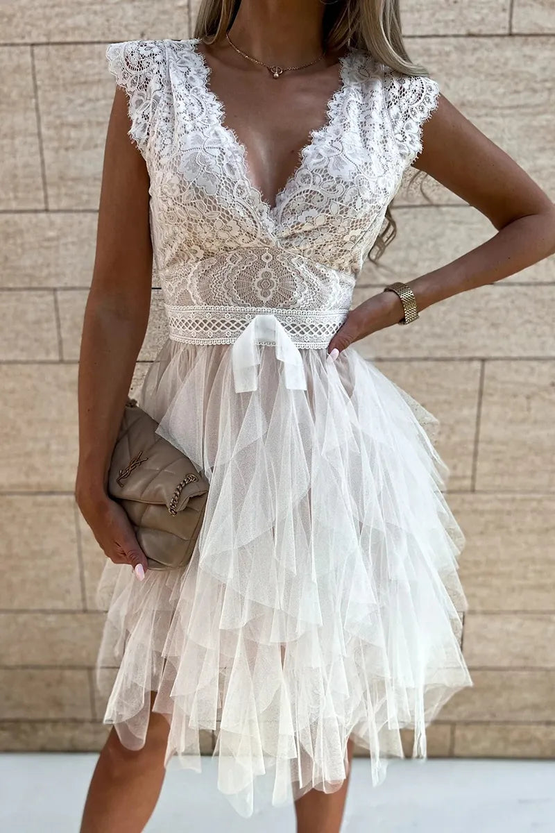 Women’s Lace and Tulle Mini Cocktail Dress