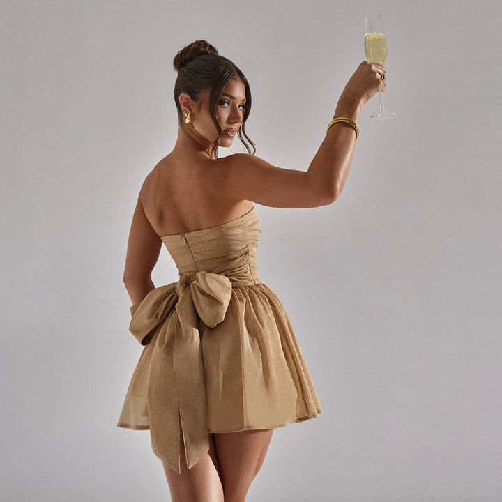 Women’s Strapless Glitter Sequin Cocktail Mini Dress
