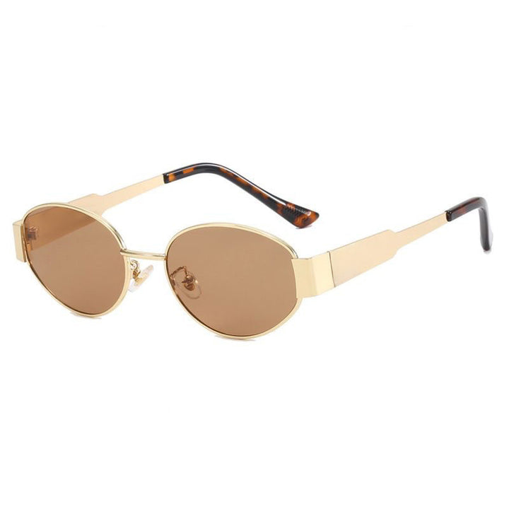 Women’s Oval Metal Sunglasses with Slim Arms