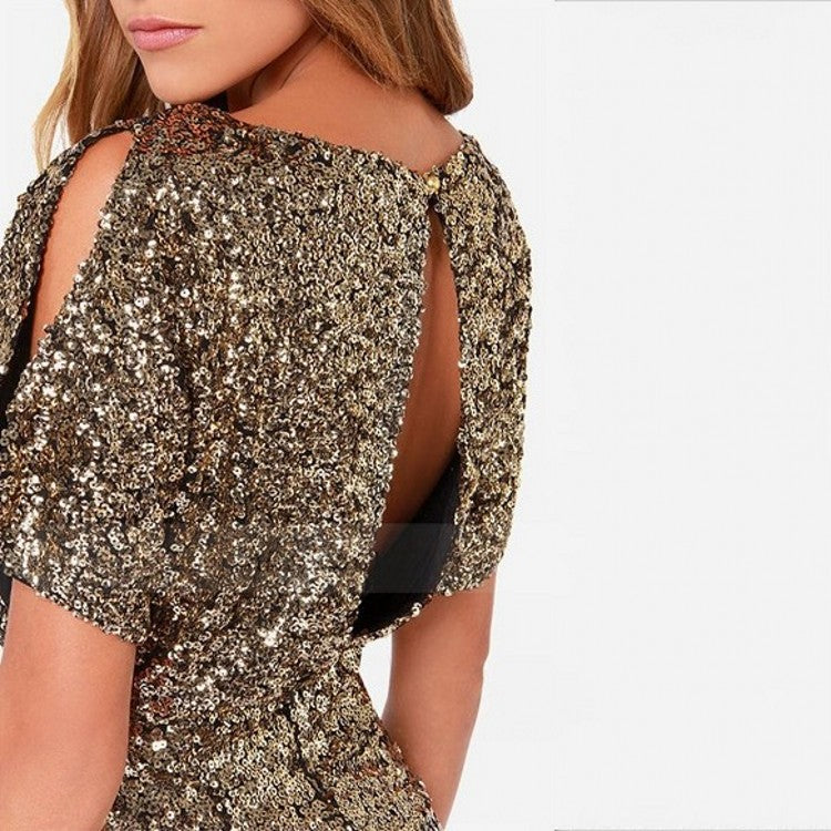 Women’s Sequin Cocktail Mini Dress with Cutout Back