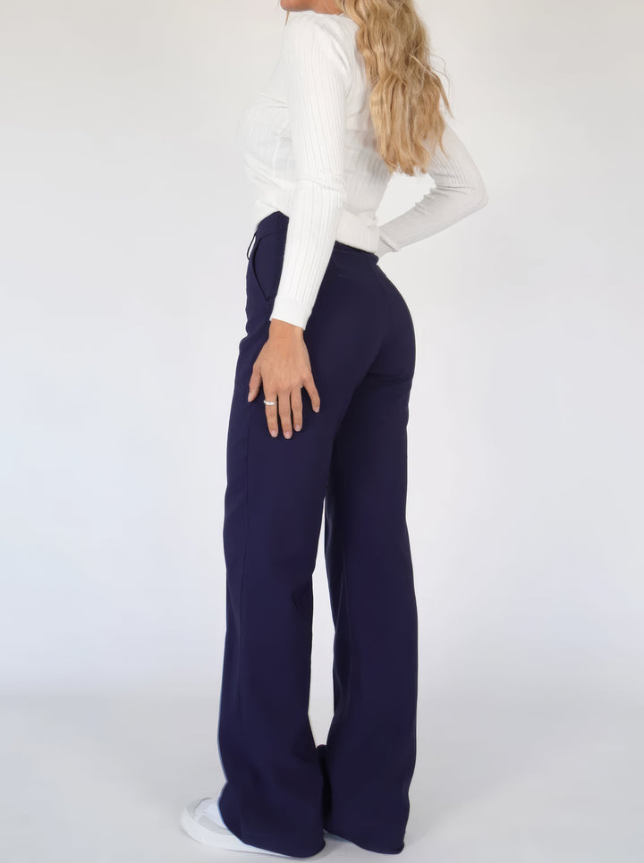 Women’s High-Waist Pants with Straight Legs and Pockets