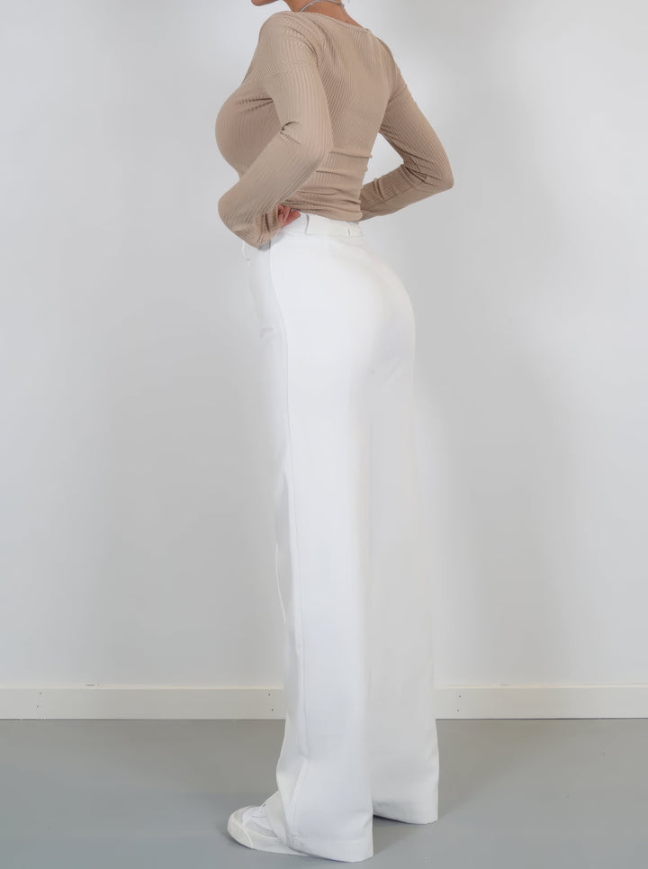 Women’s High-Waist Pants with Straight Legs and Pockets