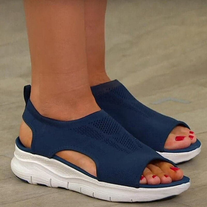 Women’s Open Toe Slip On Platform Sandals with Wide Strap