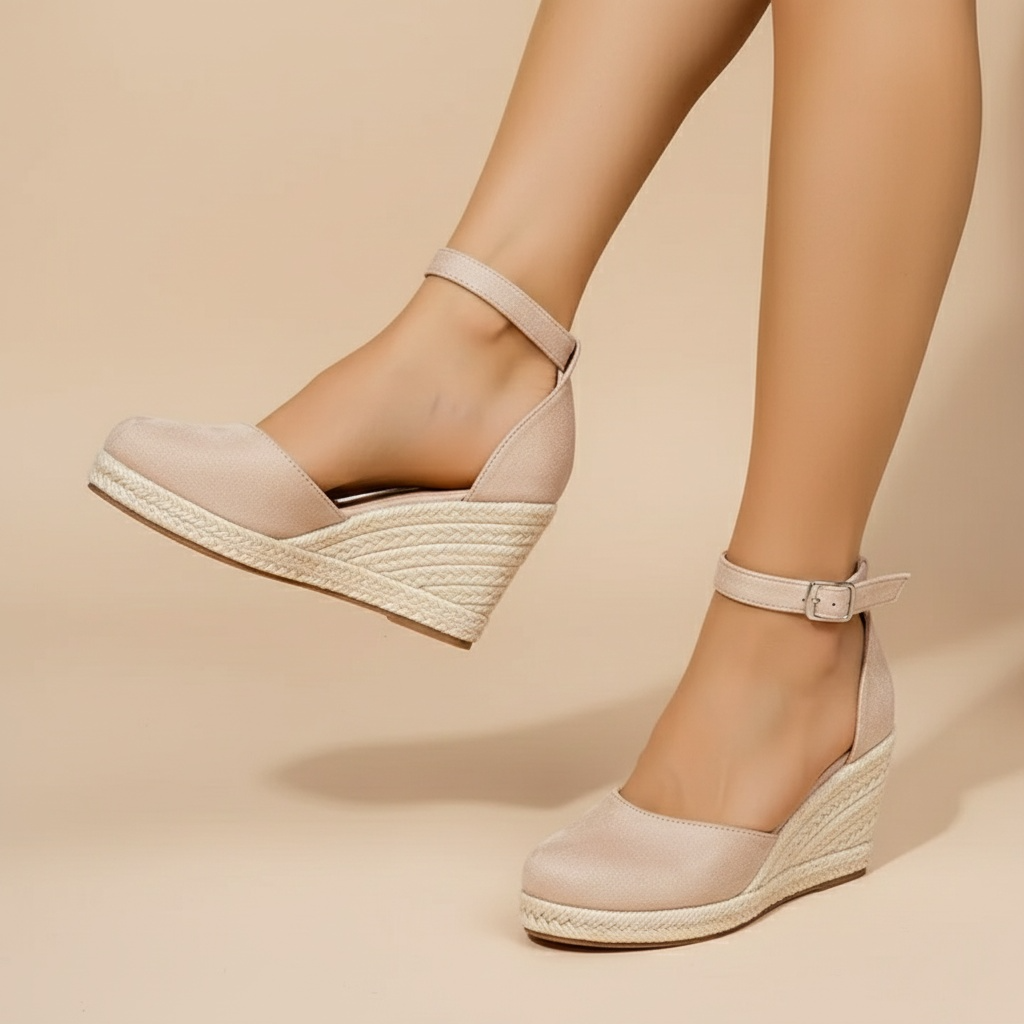 Women’s Closed Toe Espadrille Wedges with Ankle Strap