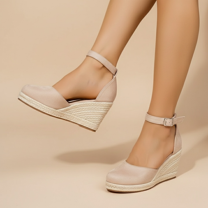 Women’s Closed Toe Espadrille Wedges with Ankle Strap
