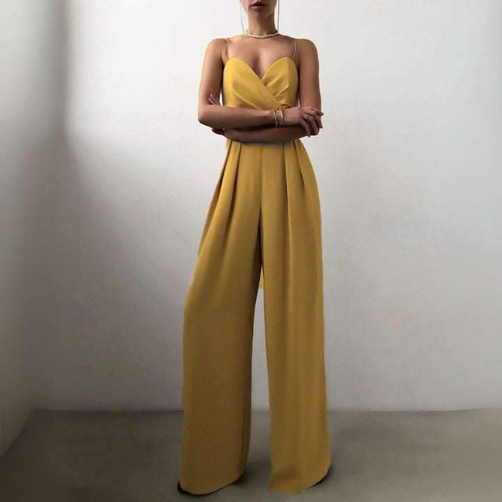 Women’s Wide Leg Jumpsuit with Sweetheart Neck