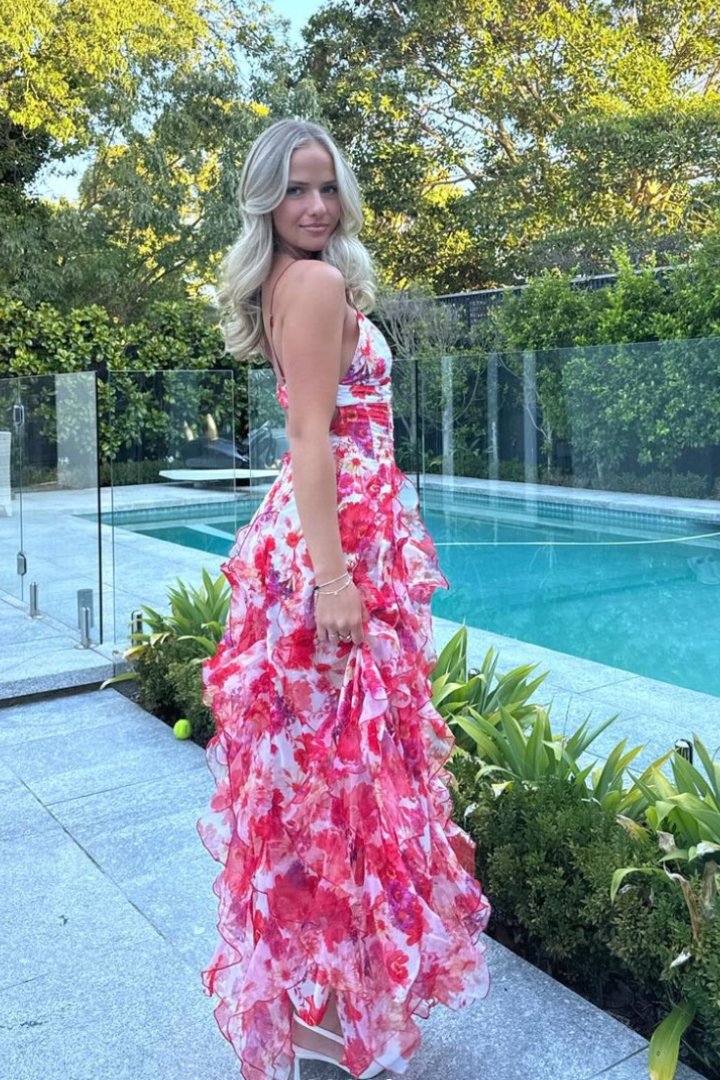Women’s Layered Sleeveless Maxi Dress with Spaghetti Straps