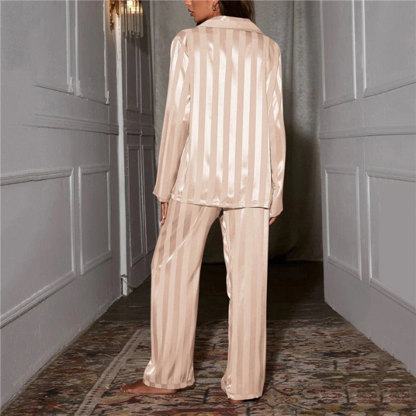 Women’s Satin Long Sleeve Pyjama Set with Pants