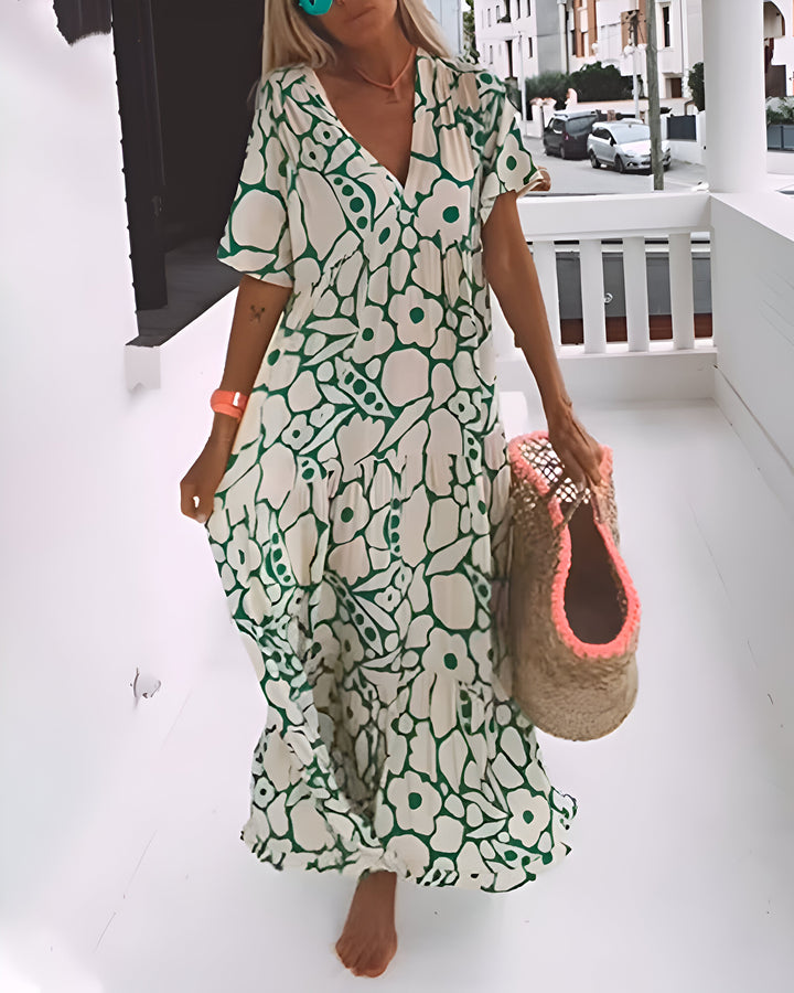 Women’s V-Neck Short-Sleeve Maxi Dress