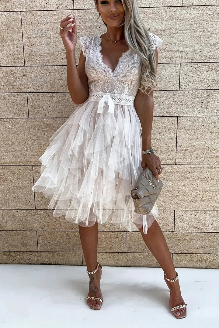 Women’s Lace and Tulle Mini Cocktail Dress