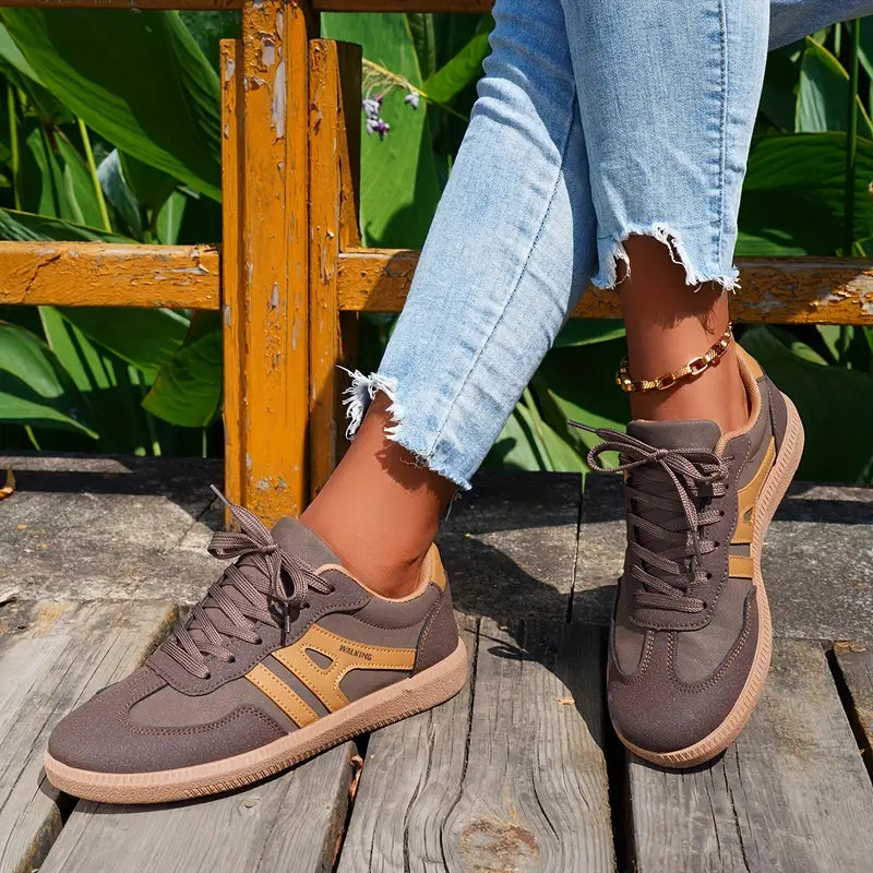Women’s Low-Top Lace-Up Sneakers with Grip Sole