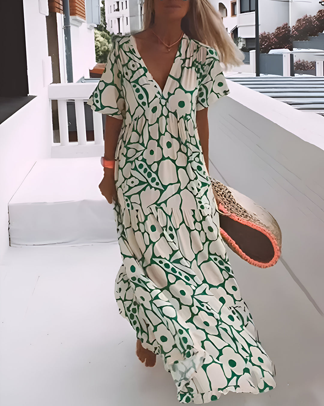 Women’s V-Neck Short-Sleeve Maxi Dress